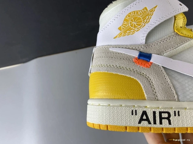 NRG Air Dark Yellow-Cone 1 Off-White AQ0818-149 Powder Jordan White x 1019